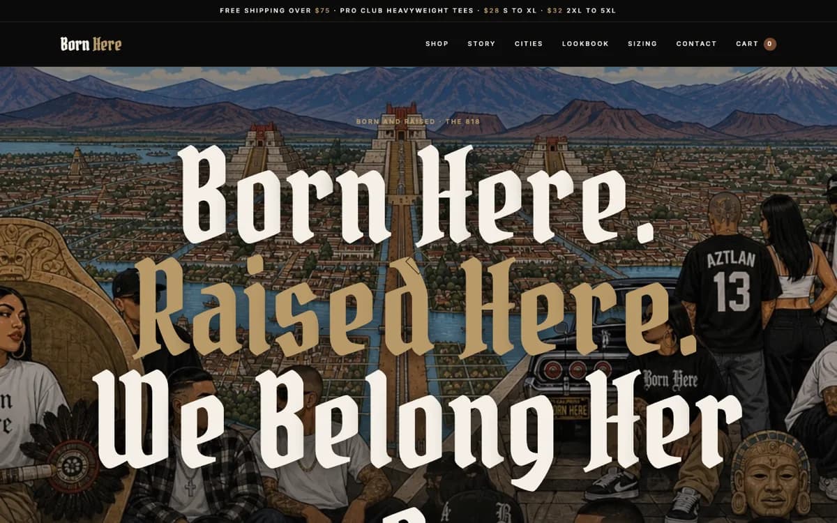 Born Here Clothing website designed and built by Landon Scales