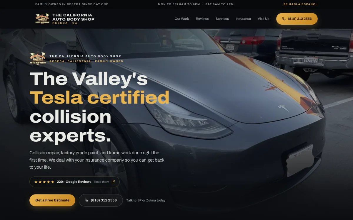 California Auto Body website designed and built by Landon Scales