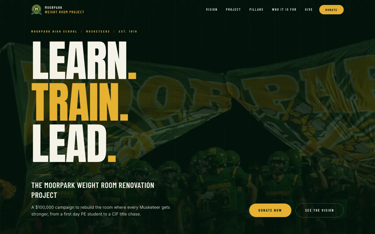 Moorpark Weight Room website designed and built by Landon Scales