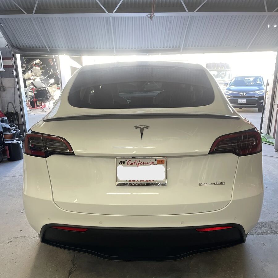 Freshly painted Tesla in the shop